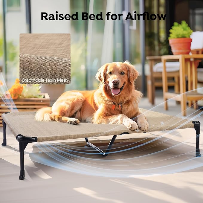 Veehoo Cooling Elevated Dog Bed Add Removable Waterproof Bolster Cushion Mat - Image 6