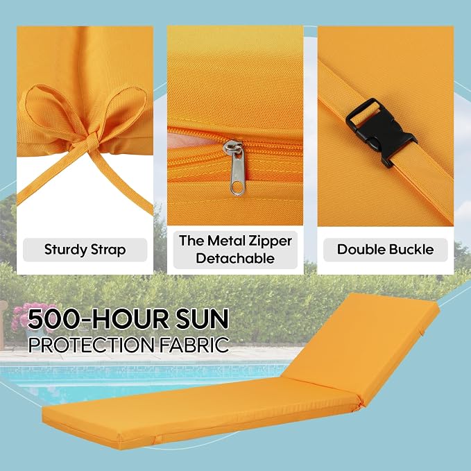 Only choice Outdoor Chaise Lounge Cushion Set of 2, Replacement Seat Cushion - Image 5