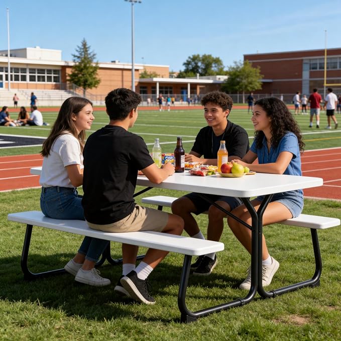 Picnic Table, 6 FT Outdoor Picnic Table - Image 4