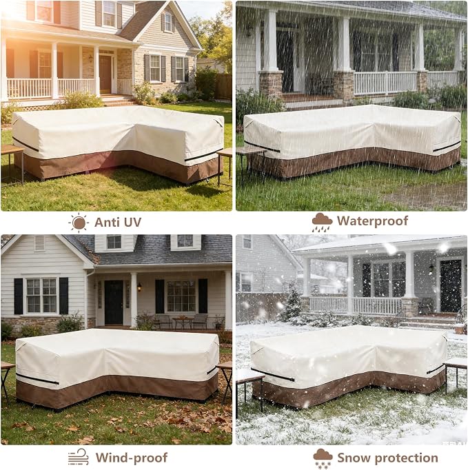 okcool Outdoor Sectional Sofa Cover Waterproof-L-Shaped Patio Furniture Covers - Image 7