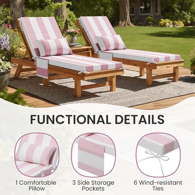 Crestlive Foldable Outdoor Chaise Lounge Cushions - Image 5