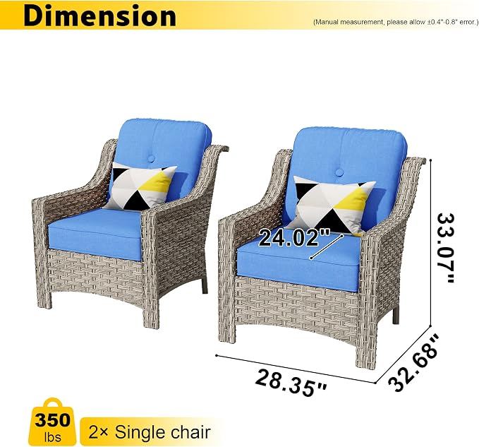 HOOOWOOO 2 Piece Patio Chairs Set, Outdoor Wicker Chairs, All Weather Resistant - Image 6
