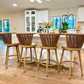 PURPLE LEAF Swivel Outdoor Bar Height Stools Set of 2 Modern Wicker Bar Chairs by PURPLELEAF