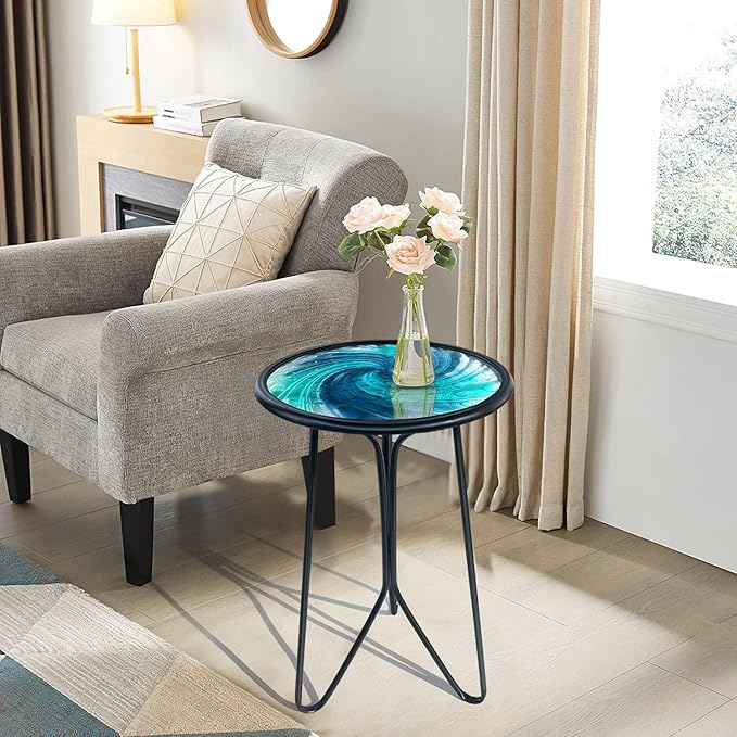 LIFFY Patio Side Table, Small Round End Table, Metal Side Table Outdoor - Image 5