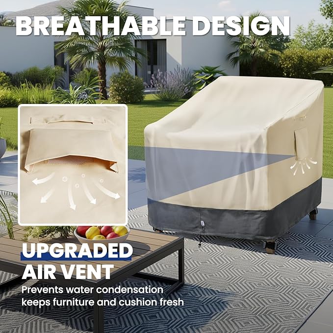 2 Pack Extra Heavy Duty Waterproof Patio Chair Covers - Image 6