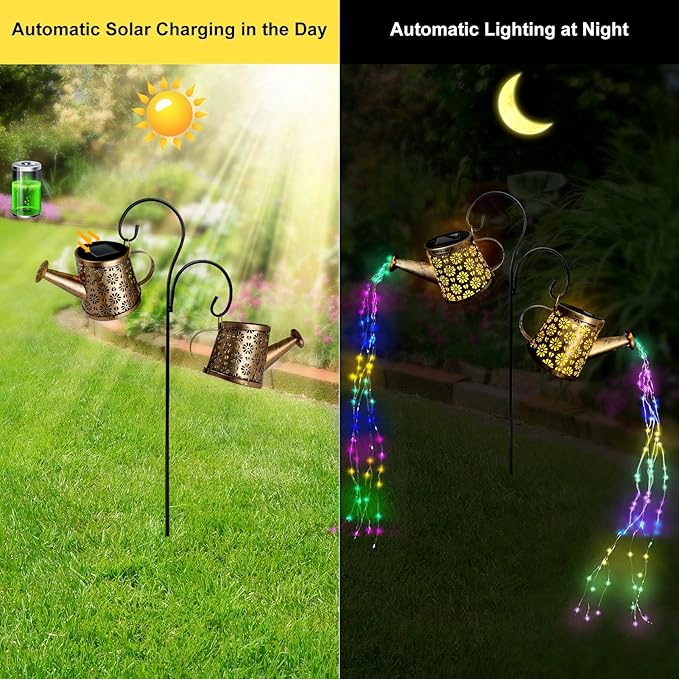 Solar Watering Can Lights Outdoor, IP65 Waterproof Garden Decor Solar Garden - Image 4