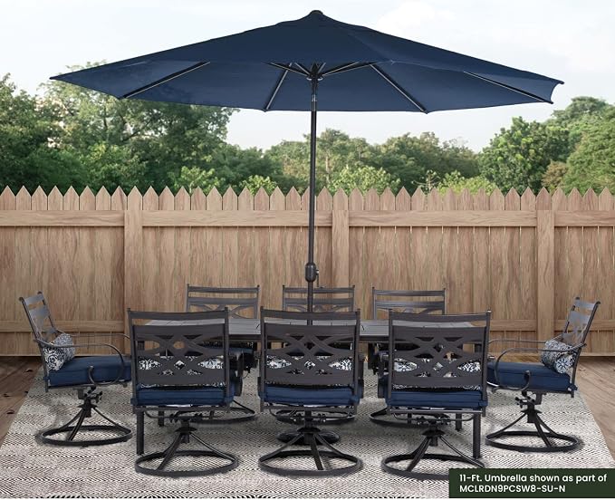 Hanover Montclair 11' Market Outdoor Umbrella, All-Weather, Crank Lever - Image 7