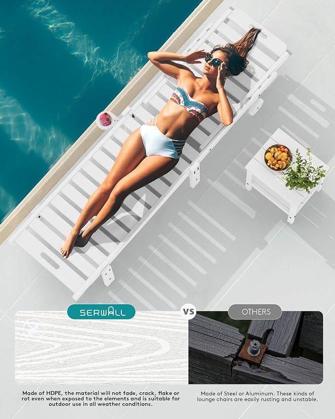 SERWALL Outdoor Chaise Lounge Chair, Pool Lounge Chair - Image 7