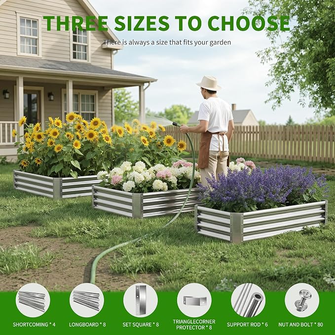 Galvanized Raised Garden Bed, Outdoor Planter Box Metal Patio Kit Planting Bed - Image 4