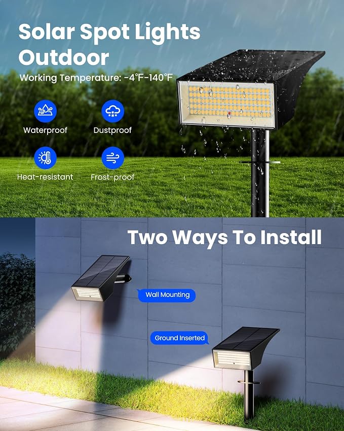 Koicaxy Solar Lights Outdoor Waterproof 8 Pack IP65, 100 LEDs 4 Light Modes - Image 6