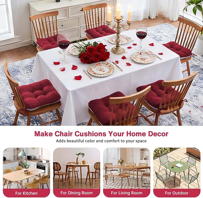 BETU Chair Cushions for Dining Chairs Set of 6, 3.5" Thick Kitchen Table Chair - Image 3