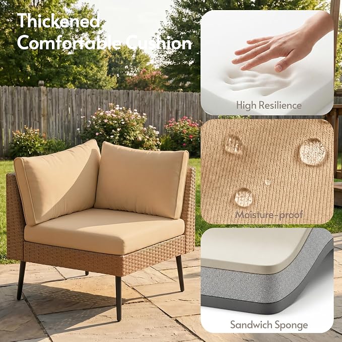ENSTVER 8-Piece Dual-Strand Wicker Outdoor Sectional, Premium Outdoor Sofa - Image 4