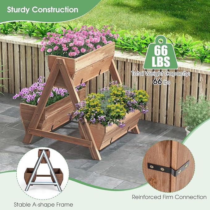 Giantex Vertical Raised Garden Bed, 3 Wood Planter Boxes - Image 8