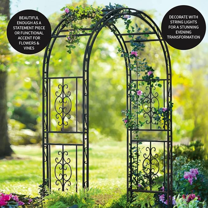 Plow & Hearth Arch Metal Outdoor Garden Arbor | Montebello | 7 Feet Tall | - Image 4