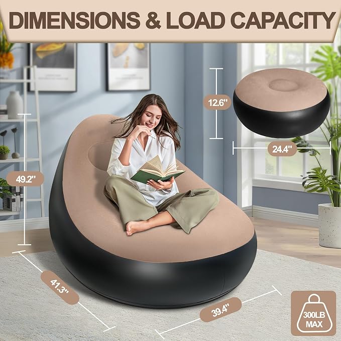 Inflatable Chair with Ottoman, Inflatable Couch - Image 2