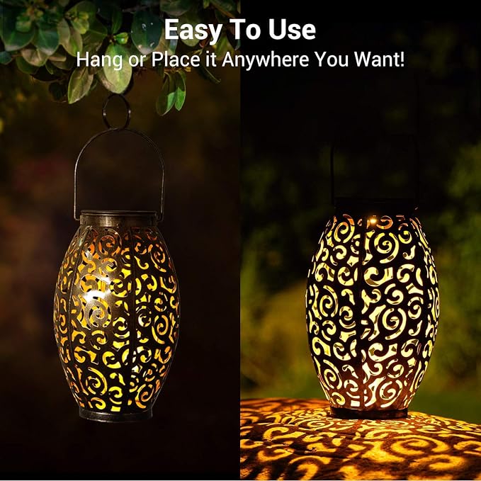 Solar Lanterns Outdoor Waterproof, 2 Pack Solar Garden Lanterns, LED Hanging - Image 3