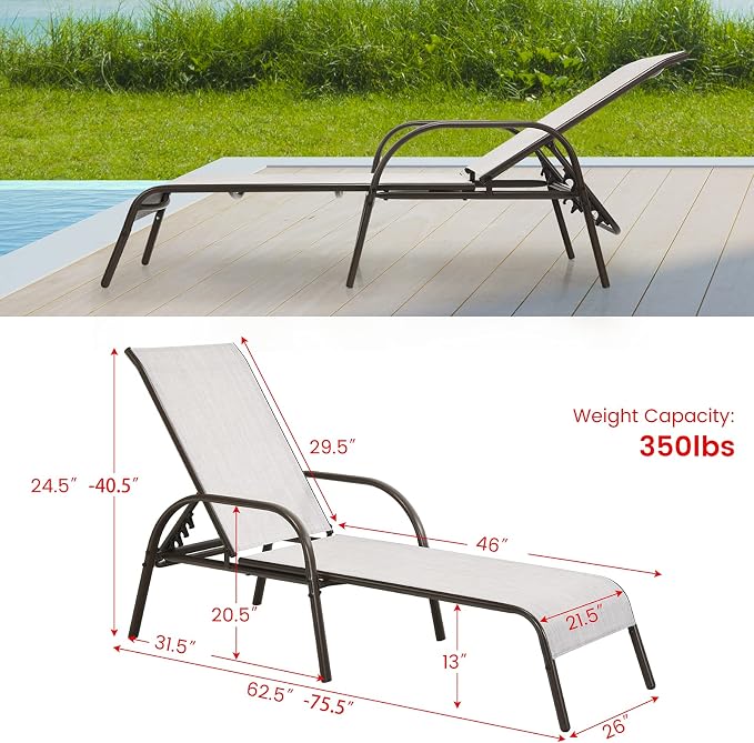 Giantex Patio Lounge Chair, Outdoor Chaise Lounge - Image 3