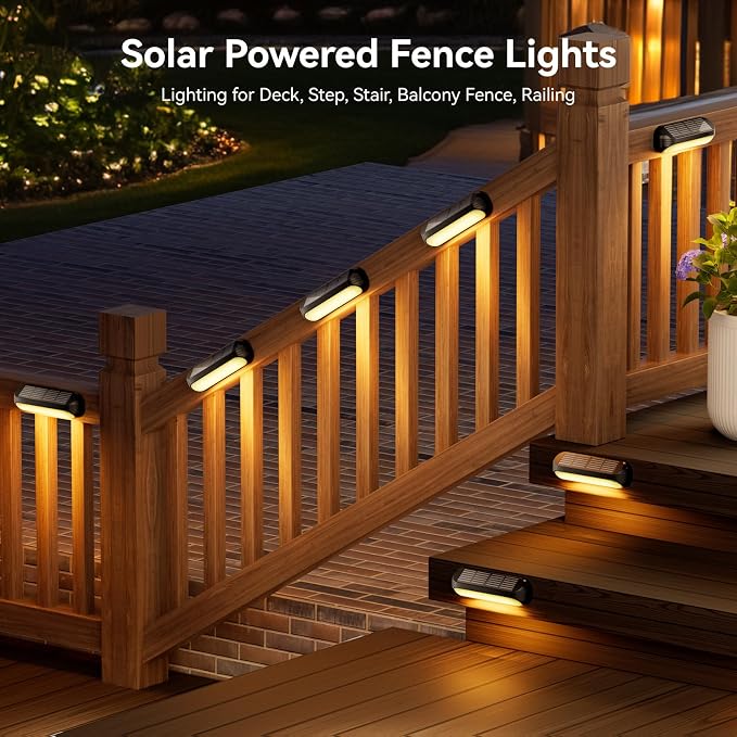 Solar Outdoor Lights for Deck 4 Pack, Upgraded RGB Solar Fence Lights - Image 8