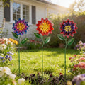 Metal Flowers for Outside, 3 Pack Flowers Decorative Garden Stakes Spring Decor by SATHGA
