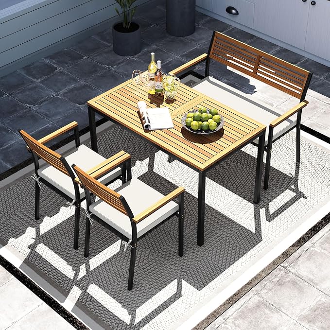 Tangkula 4 Piece Patio Dining Furniture Set, Outdoor Dining Chair Set - Image 3