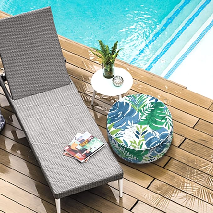 LVTXIII Outdoor/Indoor Round Inflatable Ottoman, All Weather Patio Footstool - Image 9