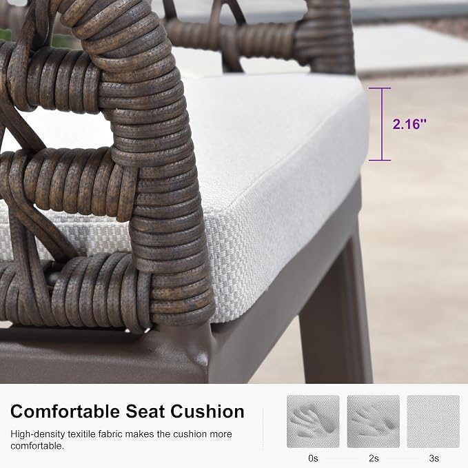 PURPLE LEAF Outdoor Rattan 24" Counter Height Bar Stools Chair Set of 2 - Image 5