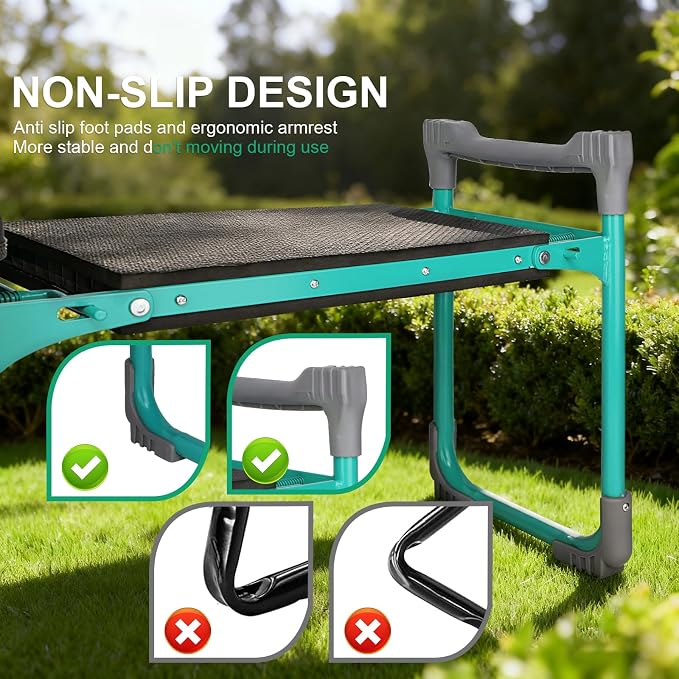 Garden Kneeler and Seat, 2-in-1 Foldable Garden Bench - Image 5