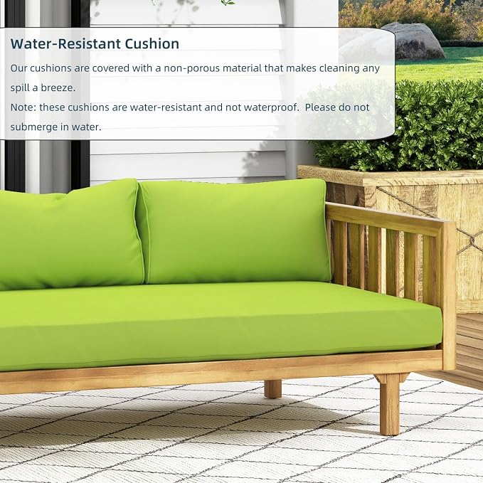 Merax Outdoor Acacia Wood Daybed, 3 Seater Day Bed Couch Sofa - Image 5