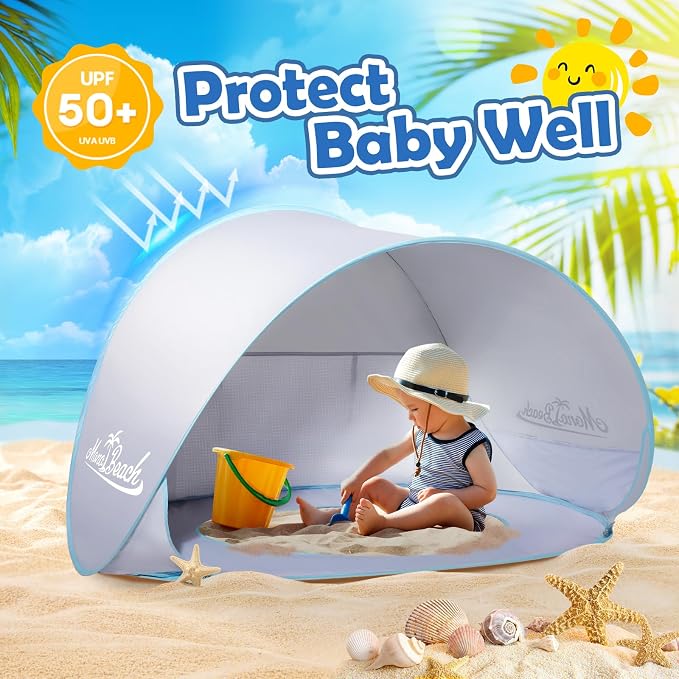 Monobeach Baby Beach Tent Pop Up Portable Shade Pool UPF50+ UV Protection Sun - Image 2