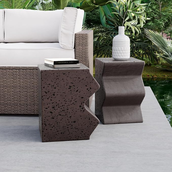 COSIEST Concrete Side Table, Decorative Garden Stools - Image 7