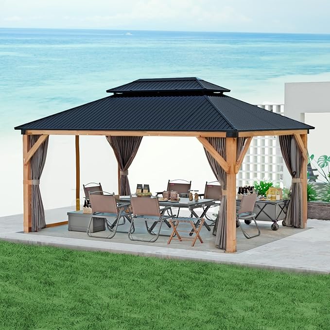 GarveeLife Hardtop Wood Gazebo 10 ft x12 ft by GarveeLife