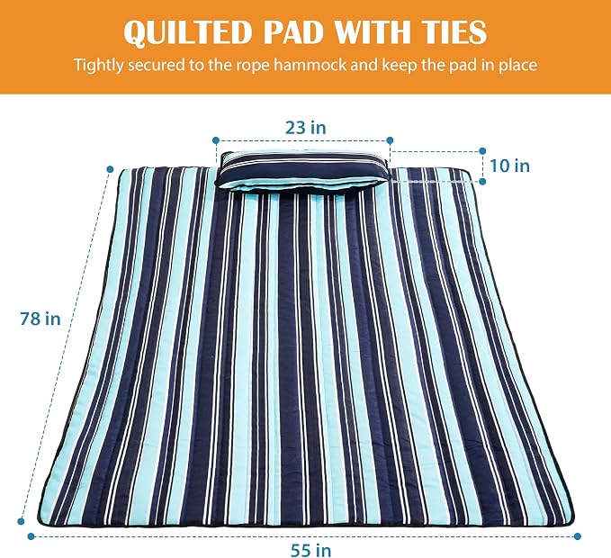 Lazy Daze Hammocks 2 Person Hammock Pad and Pillow Set, Double Polyester - Image 4