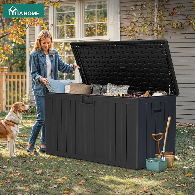 YITAHOME 200 Gallon Extra Large Deck Box, Double-Wall Resin Outdoor Storage Box - Image 4