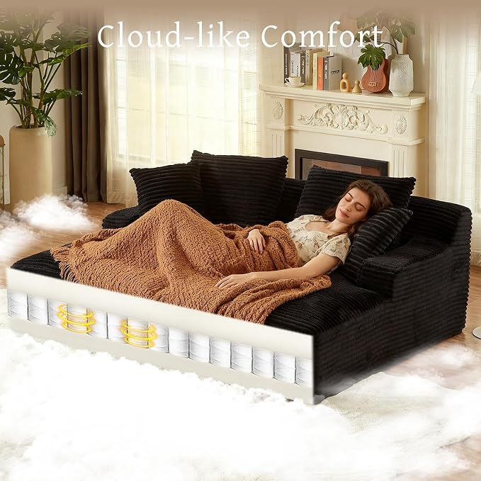 80" Double Chaise Lounge Chair Indoor, Oversized Boneless Couch Comfy - Image 3