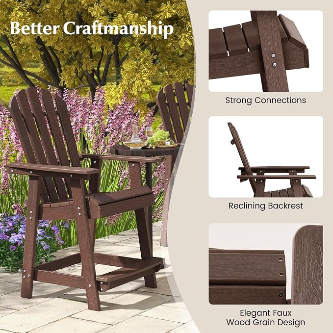 Tangkula Outdoor Bar Stool, HDPE Tall Adirondack Chair - Image 8