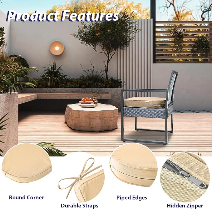 Outdoor Chair Cushions Set of 4 -Waterproof Outdoor Seat Cushions - Image 5