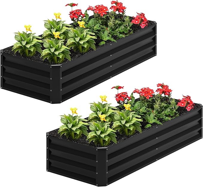 2PCS 4x2x1FT Galvanized Raised Garden Bed, Planter Raised Beds-Metal Garden Box by Home