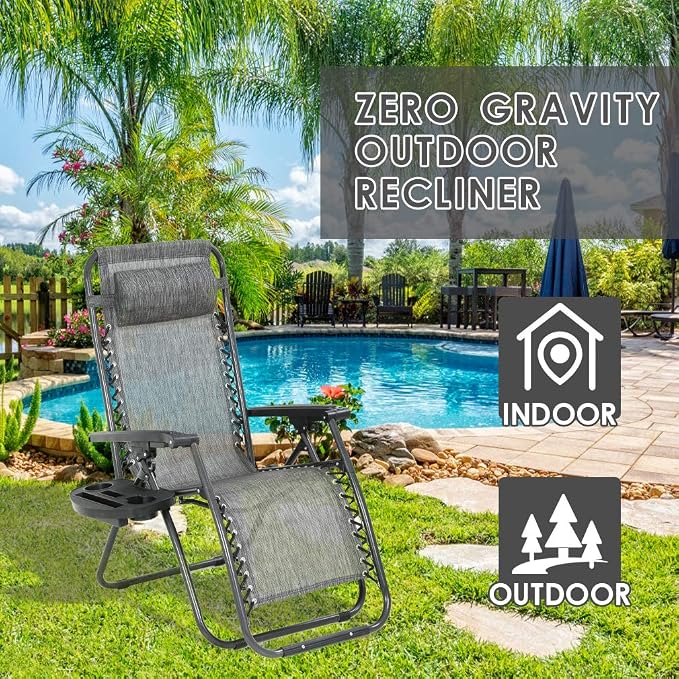 FDW Set of 2 Lawn Outdoor Deck Camping Folding Patio Beach Anti Recliner Pool - Image 4