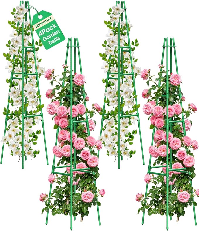 4 Pack Garden Trellis for Climbing Plants Outdoor, 6FT Plant Trellis Support by MYMULIKEHOME
