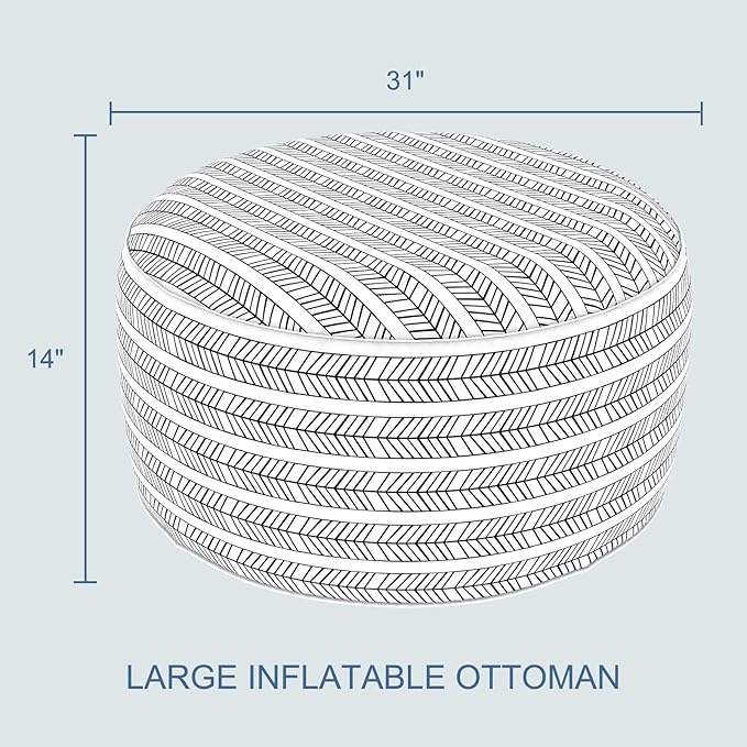 LVTXIII Indoor/Outdoor Extra Large Inflatable Ottoman Pouf D31 x H14 Inch - Image 3