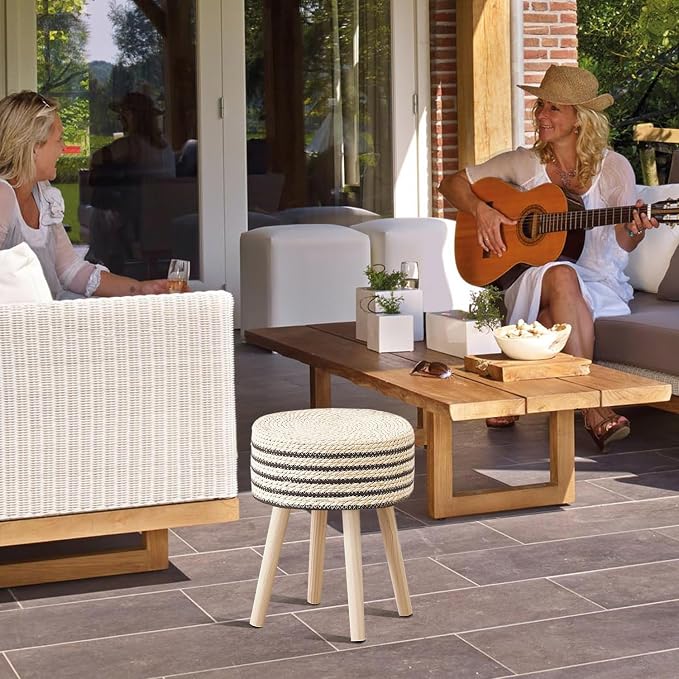 Cpintltr Round Ottoman Footstool Natural Seagrass Foot Stool Pouf Ottomans - Image 7