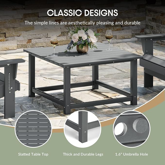 WestinTrends Malibu Low Outdoor HDPE Square Patio Coffee Table - Image 8