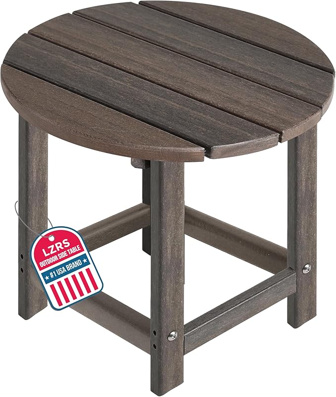 LZRS Round Adirondack Patio Side Table End Table, Outdoor Side Tables by LZRSPET