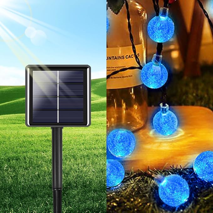Blue 2-Pack 100 LED 64FT Crystal Globe Solar Christmas Lights, Outdoor - Image 4