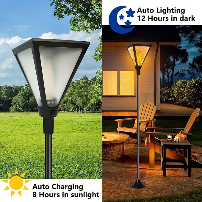 Upgraded Extra-Tall Solar Lights Outdoor, 2 Pack Flickering Flame Solar Torch - Image 3