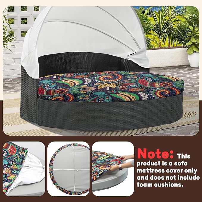 Round Daybed Cushion Cover 66" - Image 6