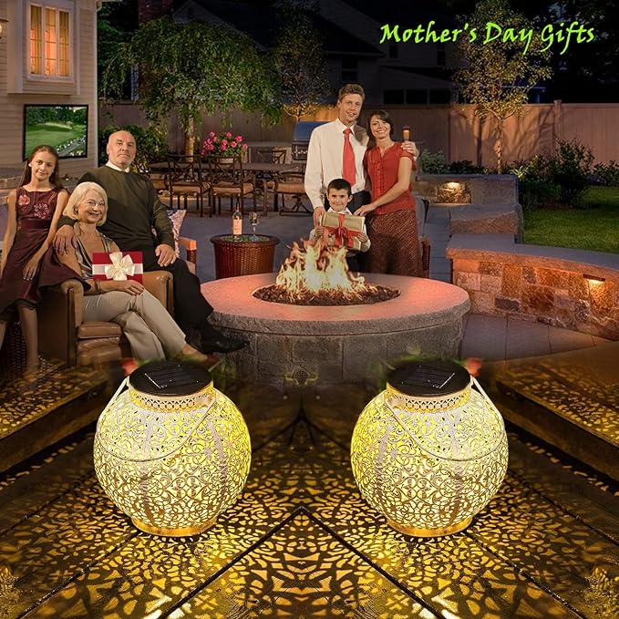 TAKE ME 2 Packs Solar Lanterns Lights Outdoor Waterproof Garden Laterns Metal - Image 5