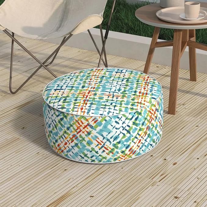 Patio Inflatable Ottoman, 21x9 Inch Portable Stool Ottoman by MelodyElephant