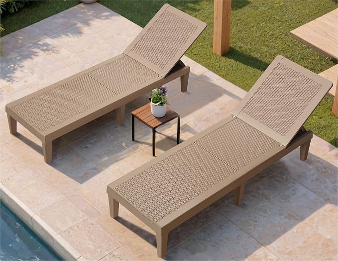 Greesum Outdoor Chaise Lounge Chair Set of 2, Waterproof 5-Position Adjustable by BuynowfromGreesum