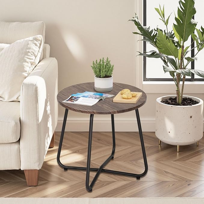 VECELO Outdoor Side Table, 17.7 inch Patio Small Round End Table, Waterproof - Image 4